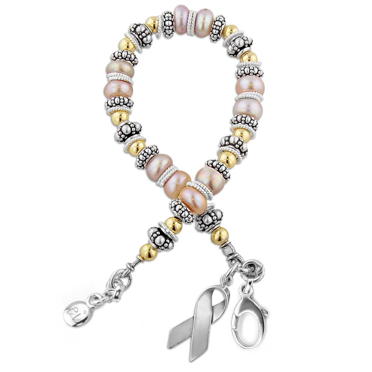 Button Pearl Breast Cancer Awareness Bracelet-217927
