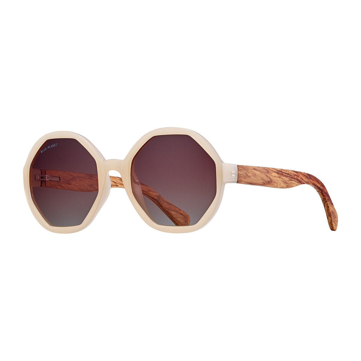 Donna Beige Walnut Wood Gradient Brown Polarized Sunglasses