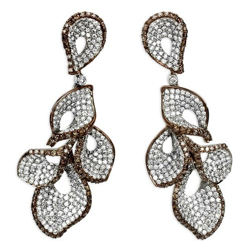 14K White Gold Diamond Petal  Earrings-340694