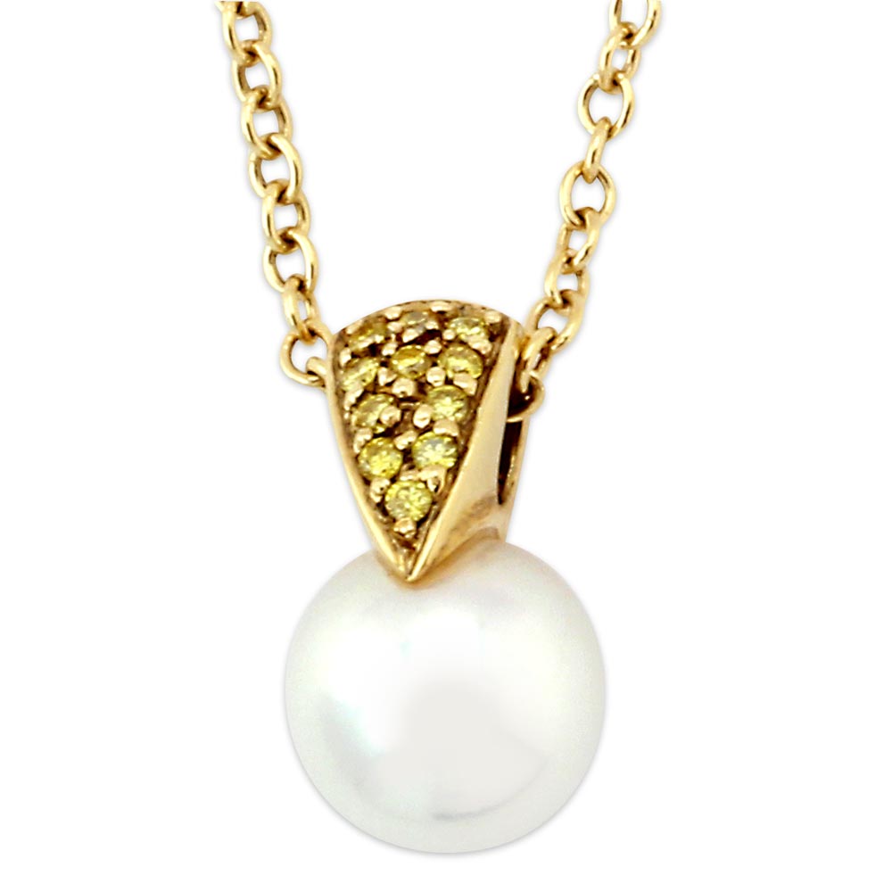 Yellow Diamond & Pearl Necklace-200554
