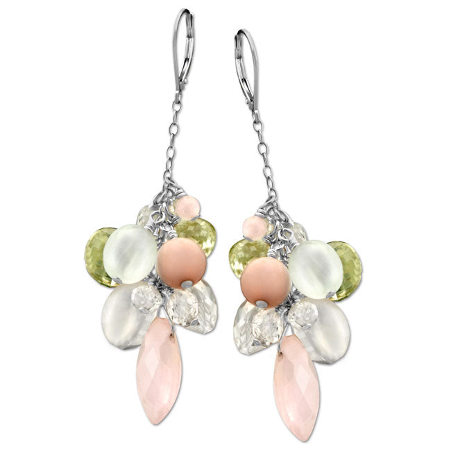 Rose Quartz Cluster Earrings-335918