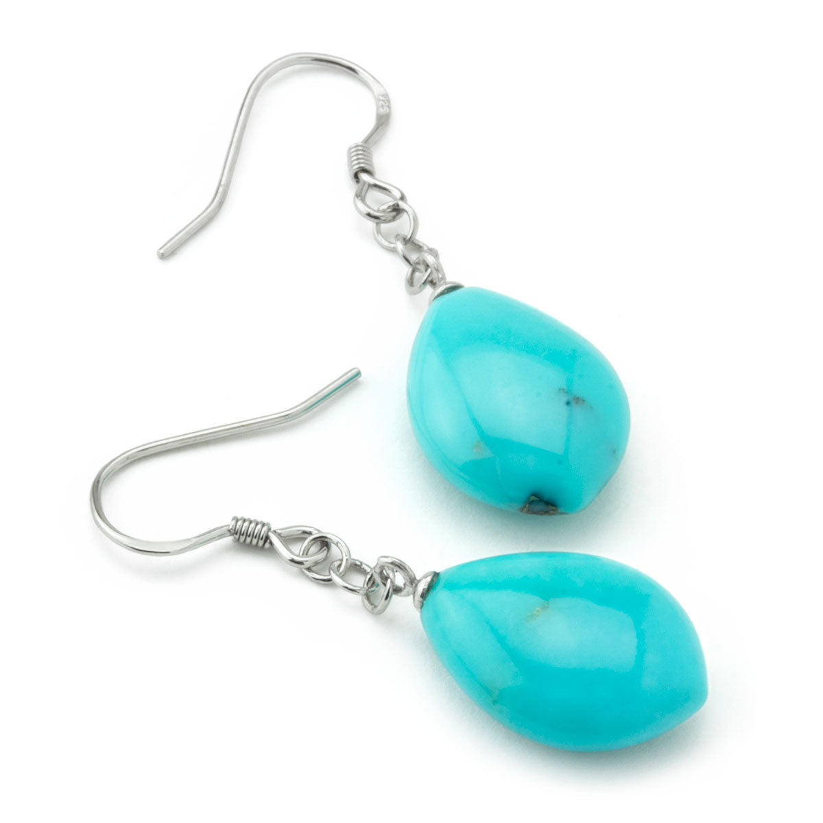 Turquoise Teardrop Chain Earrings-645-1147