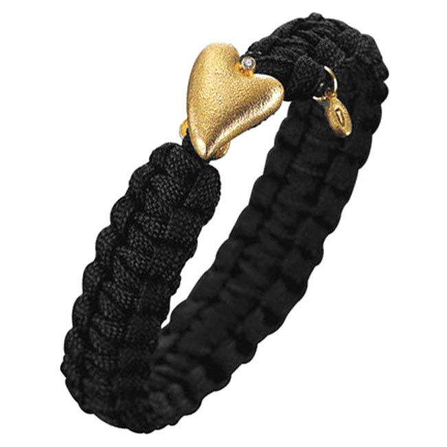 Soldier Black Gold Heart & Diamond Clasp Bracelet