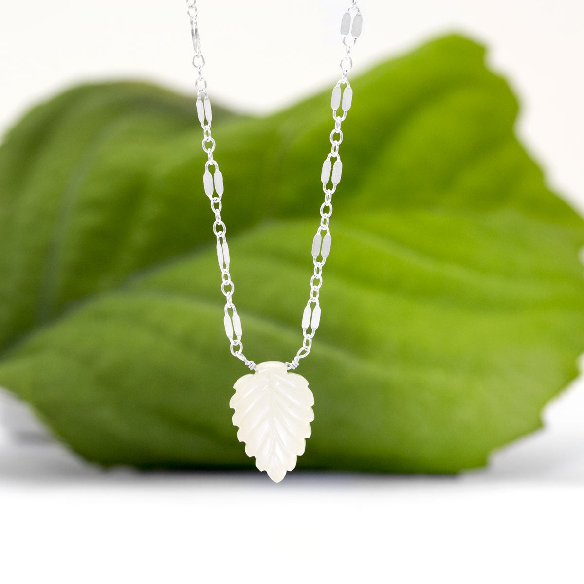 Moonstone Leaf Necklace