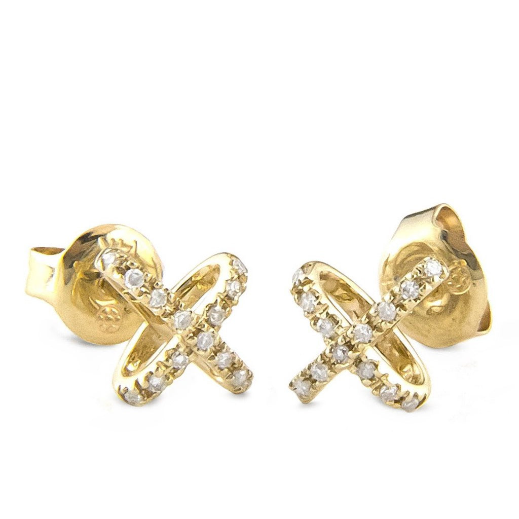 14KYG Diamond Cross Stud Earrings