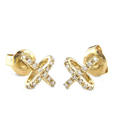 14KYG Diamond Cross Stud Earrings