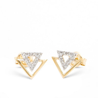 14KYG Diamond Triangle Stud Earrings
