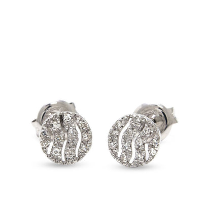 14KWG Diamond Wave Stud Earrings