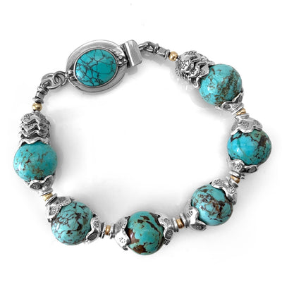 Turquoise & Fine Silver Box Clasp Bracelet