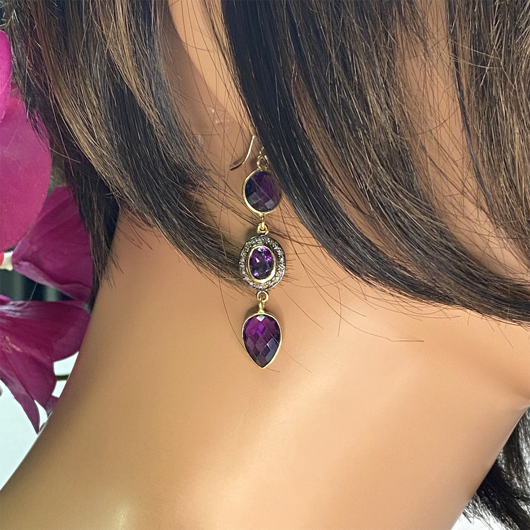 Floral Collection Amethyst and Rose Cut Diamonds