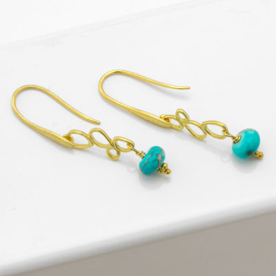 Impressionist Collection Decorated Turquoise Earrings