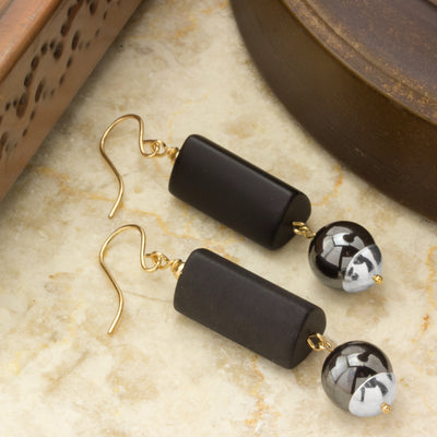 Impressionist Collection Matte Onyx & Hematite Dangle Earrings