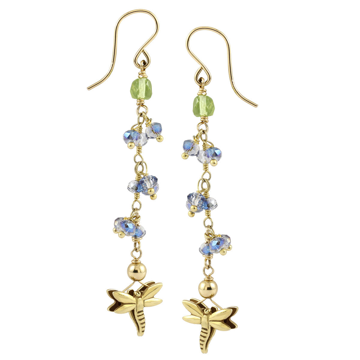 Mystic Quartz & Peridot Dragonfly Earrings-210-522