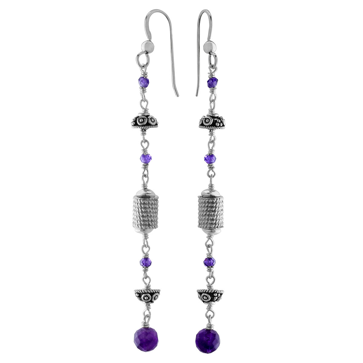 Zircon & Amethyst Earrings-210-563