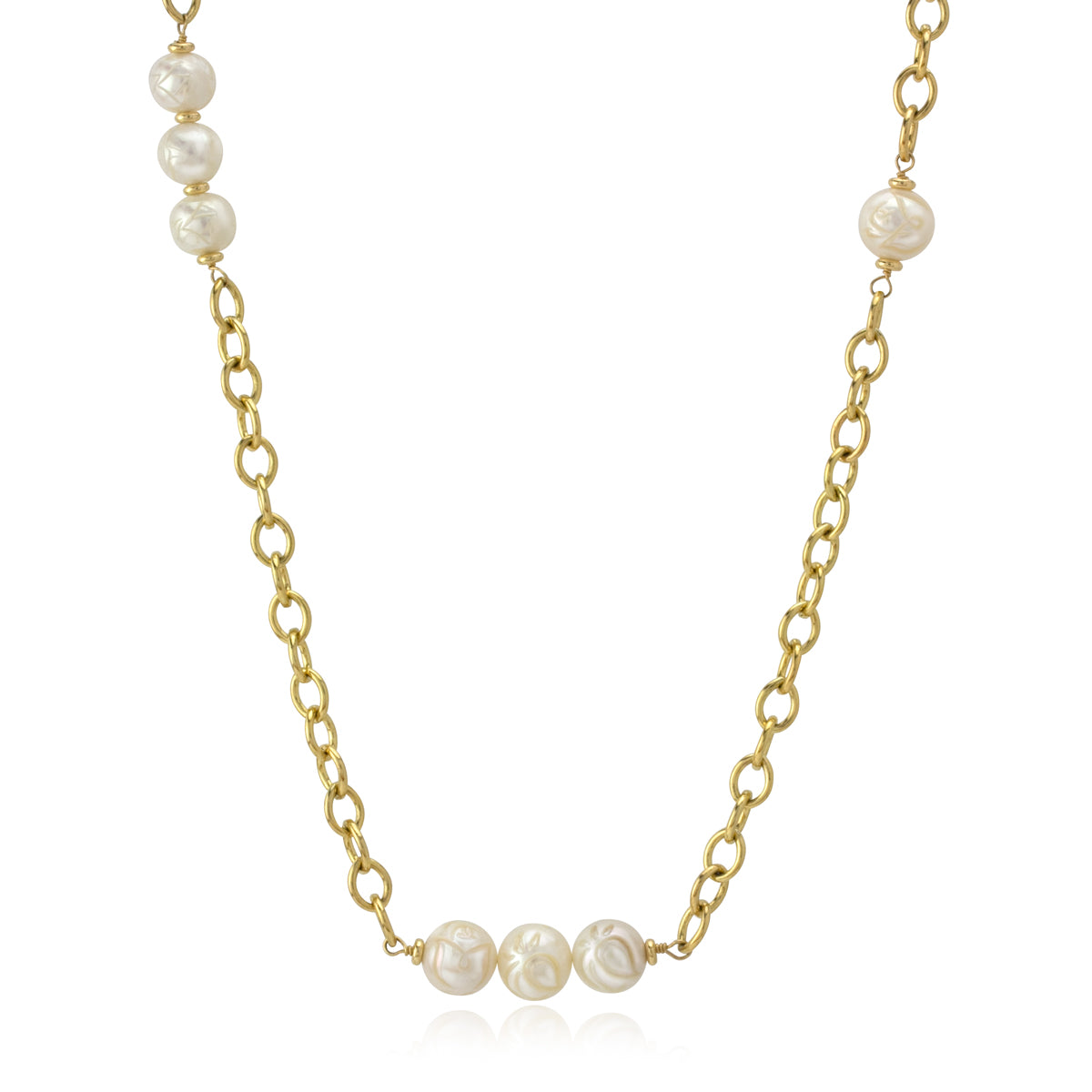 10mm Hand Carved Pearl Necklace