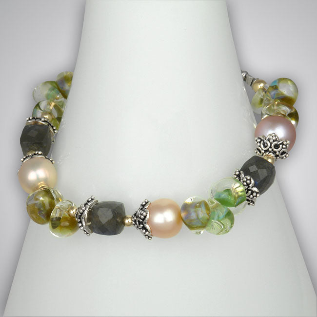 Labradorite, Glass & Pearl Bracelet-298490
