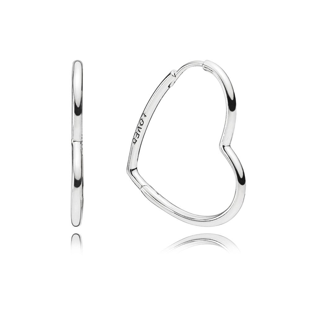 Pandora Small Asymmetric Hearts of Love Hoop Earrings