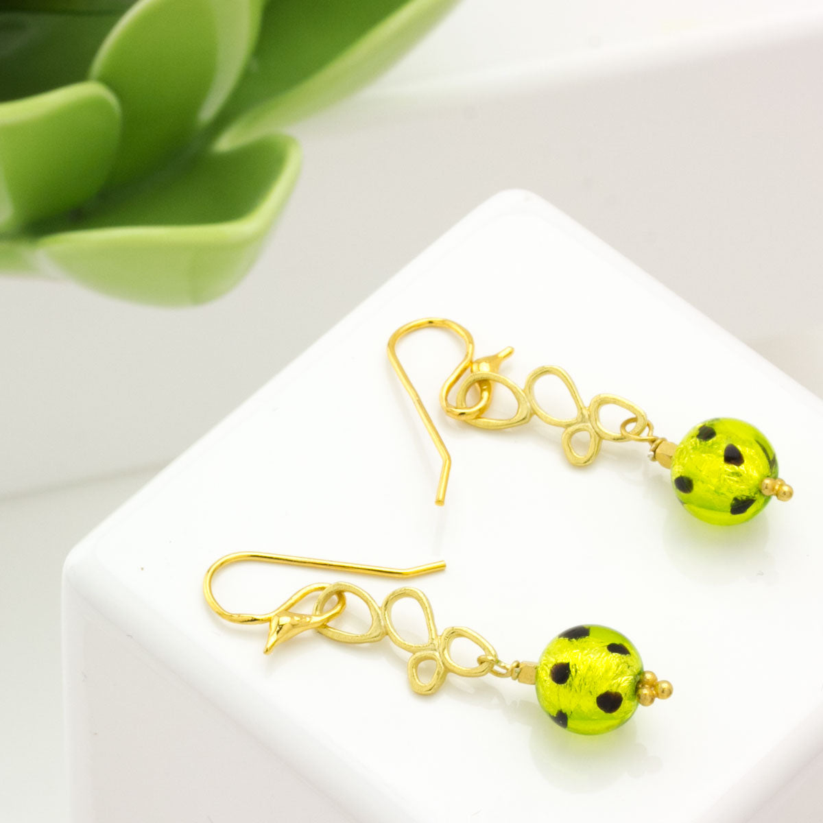 Impressionist Collection Green & Black Glass Earrings