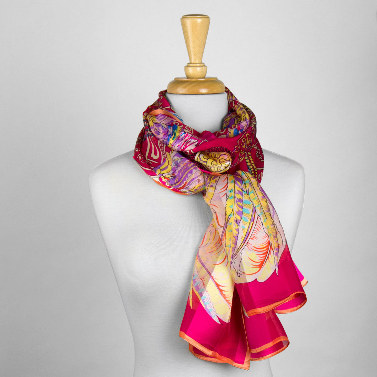 Pink Feather Silk Scarf