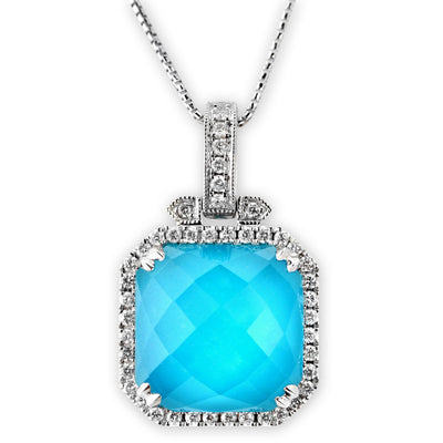 Square Turquoise & Diamond Necklace 160-303