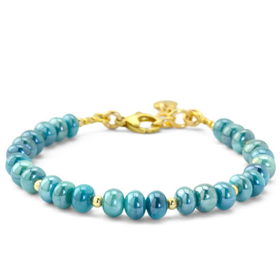 The Goddess Collection Smooth Teal Coated Moonstone Bracelet