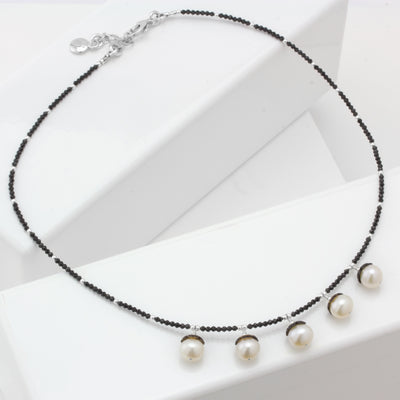 Impressionist Collection Black Mother of Pearl & Pearl Necklace