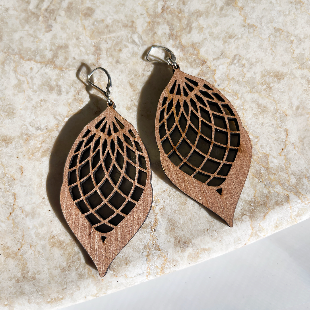 Wood Cut Design Earrings