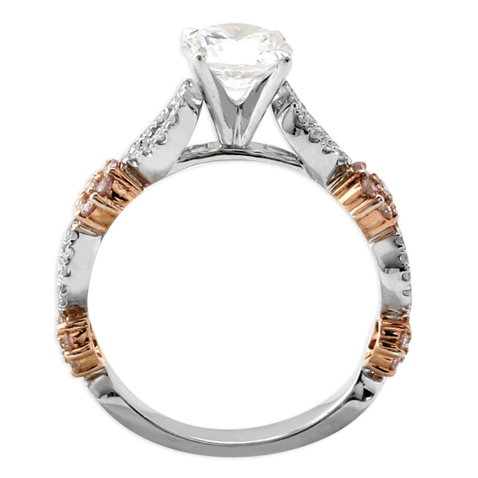 Diamond Ring with Rose Gold Flower Design 341815