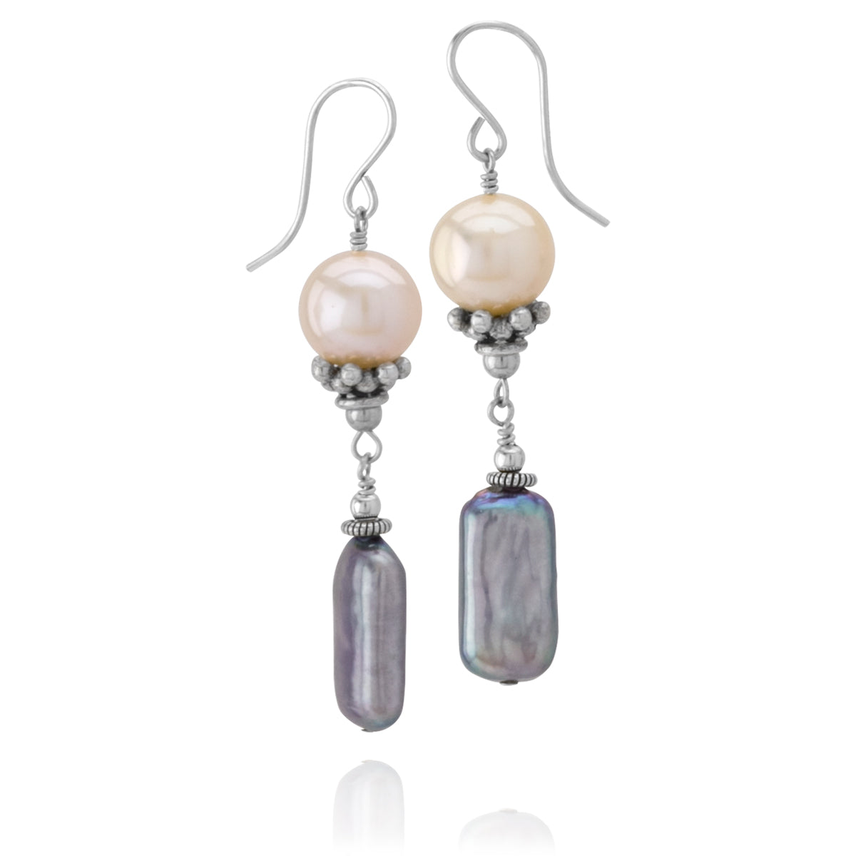 Peacock & Pink Pearl Earrings