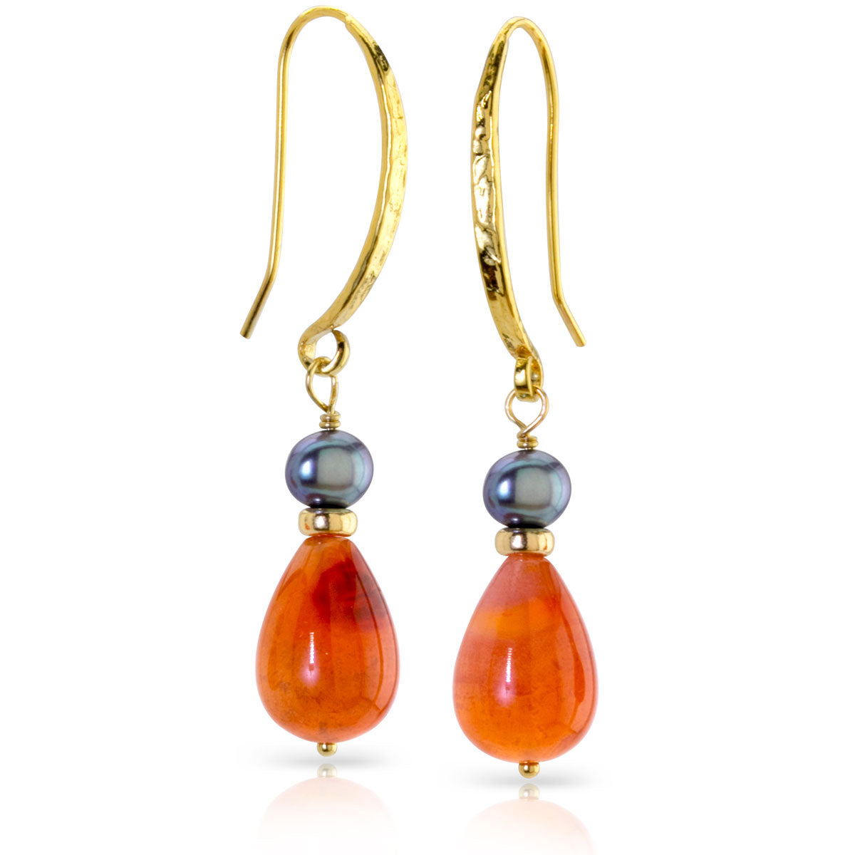 Impressionist Collection Carnelian & Grey Pearl Earrings