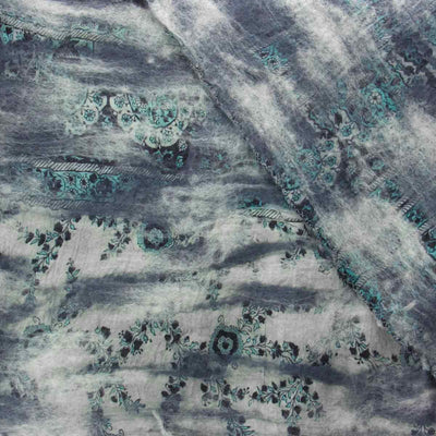 Gray Teal Pattern Nuno Felted Scarf