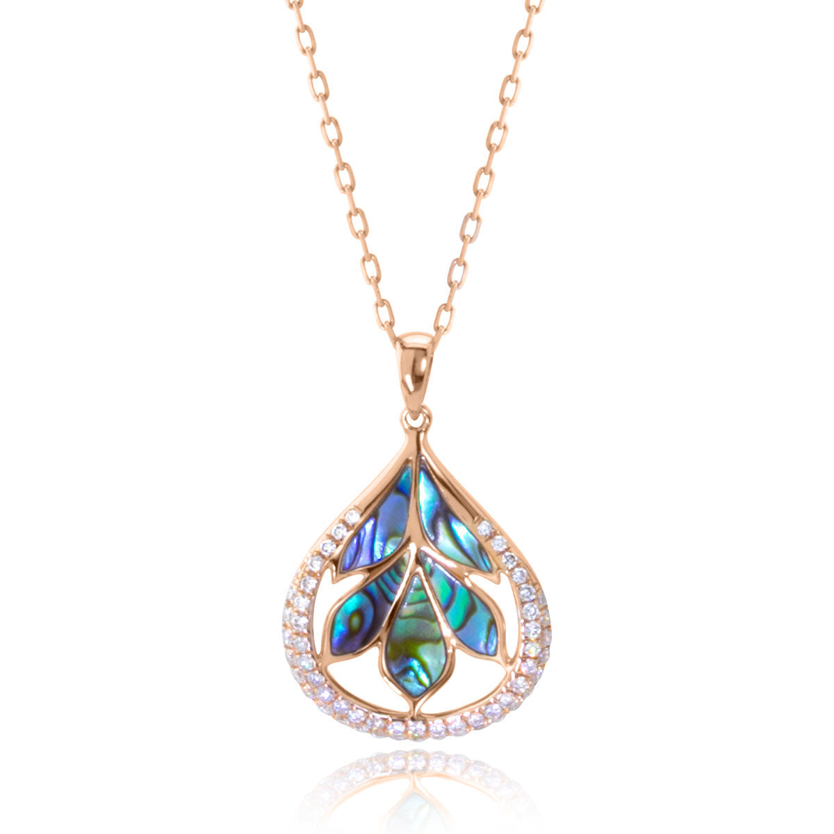 Rose Gold Abalone & Diamond Necklace