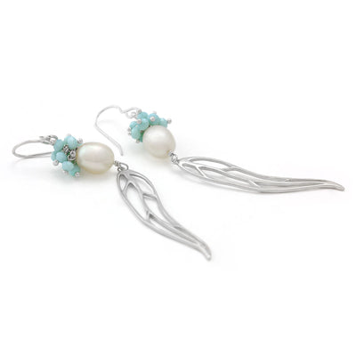 Amazonite & Pearl Sterling Silver Earrings