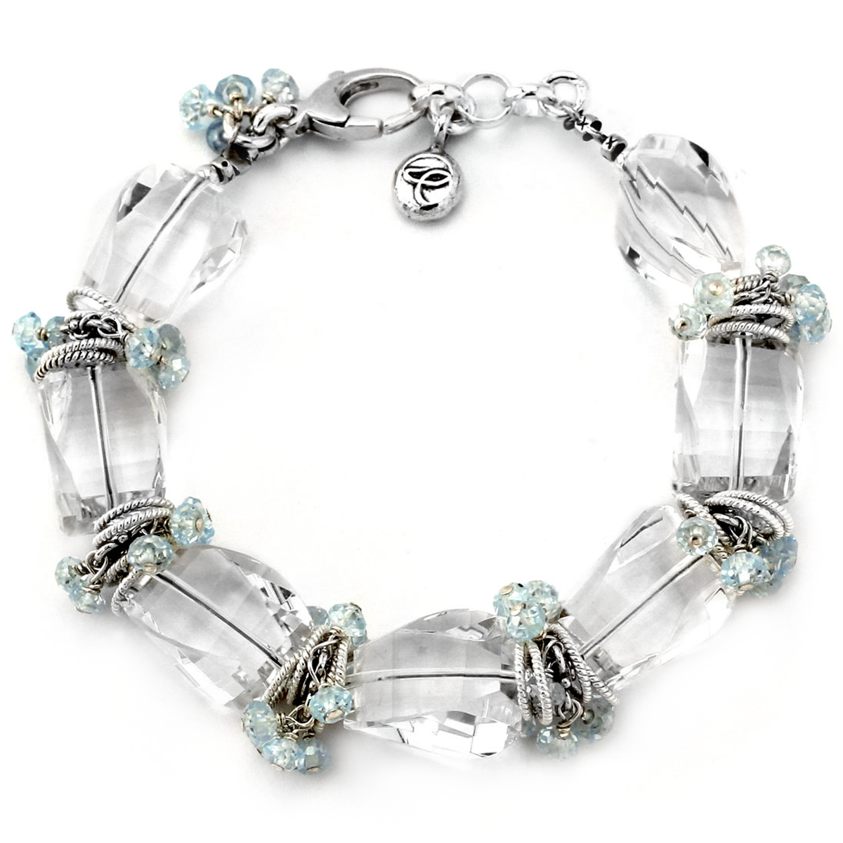 Clear Quartz & Swiss Blue Topaz Bracelet-341470
