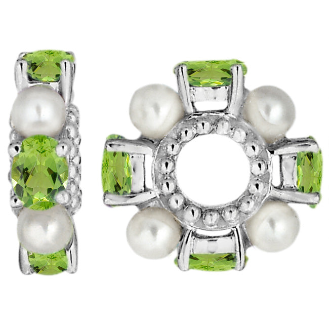 Storywheels Peridot & Pearl 14K White Gold Wheel Charm 332286