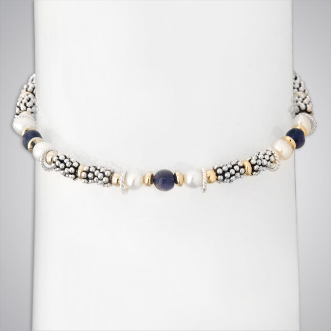 Iolite & White Pearl Bracelet-337318