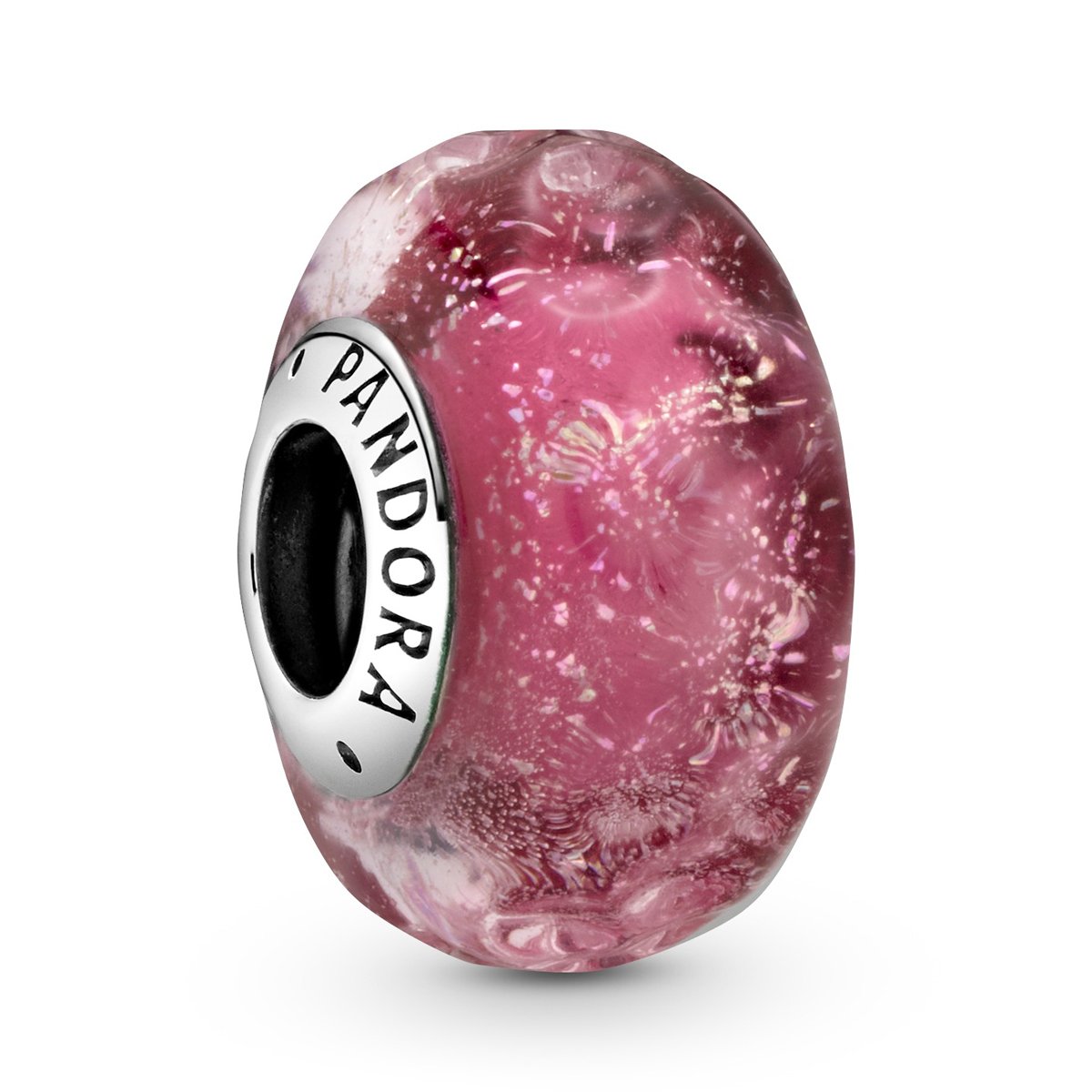 Wavy Fancy Pink Murano Glass Charm