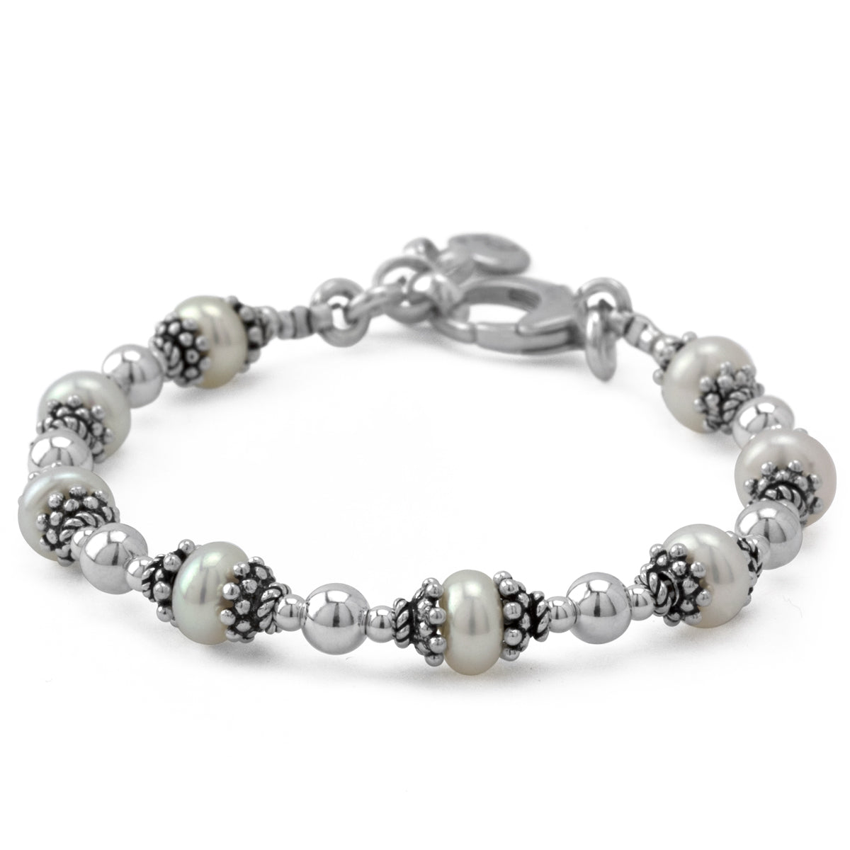 White Pearl & Sterling Silver Bracelet