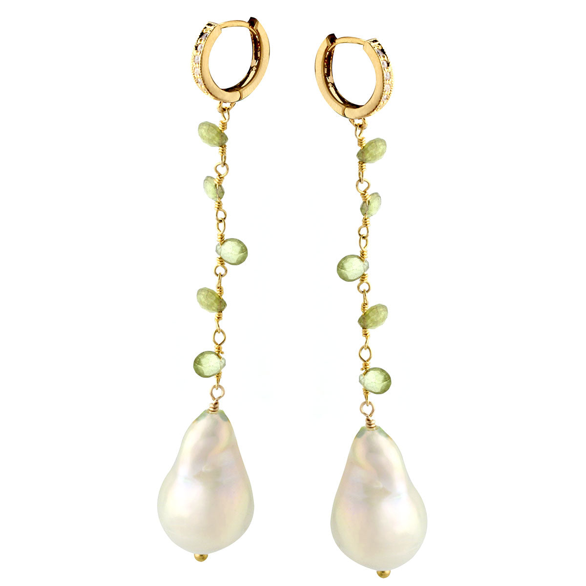 White Pearl and Peridot Earrings 343186