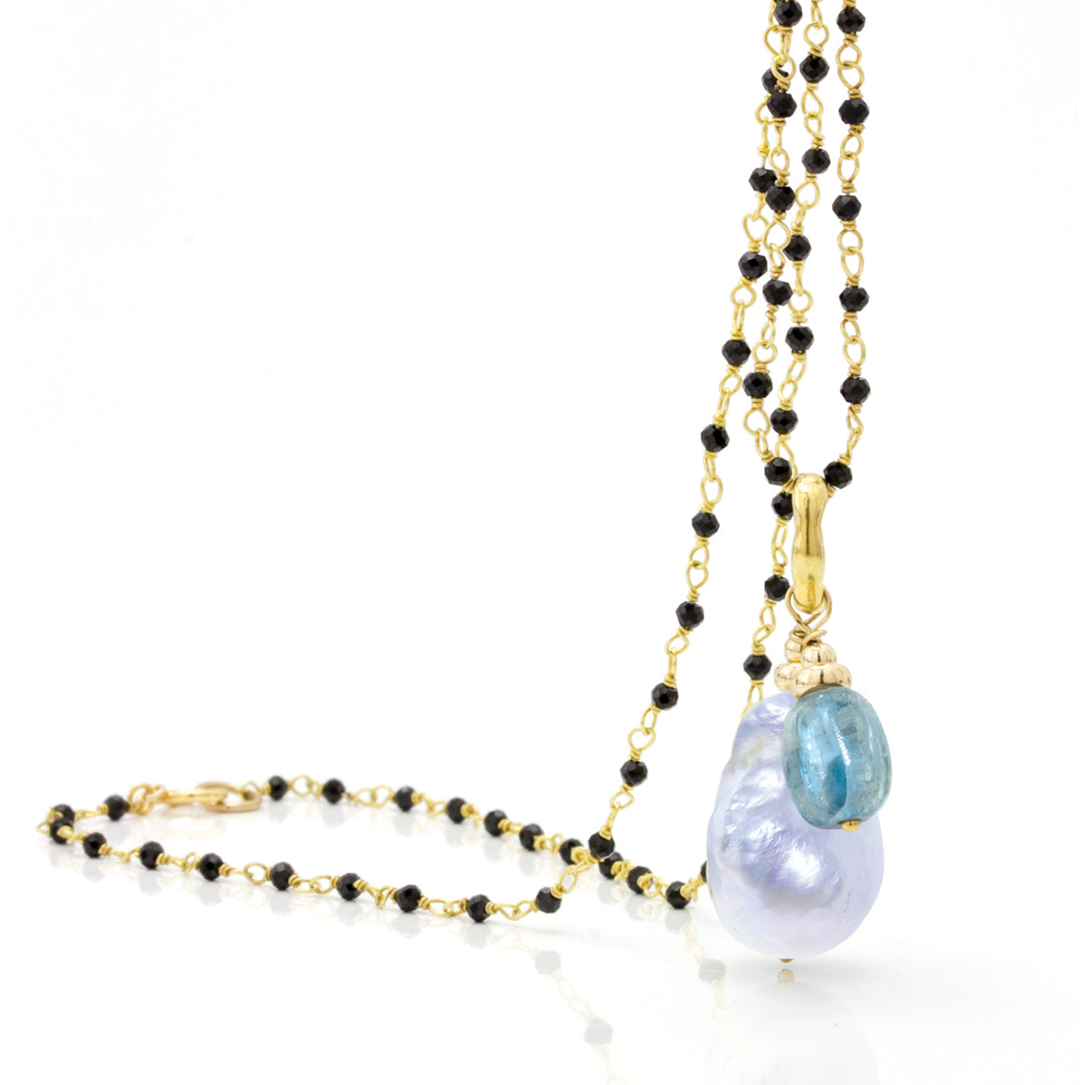 Baroque Pearl & Blue Kyanite Necklace