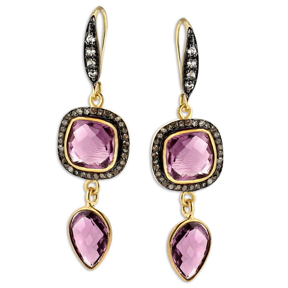 Amethyst & Diamond Earrings-347542