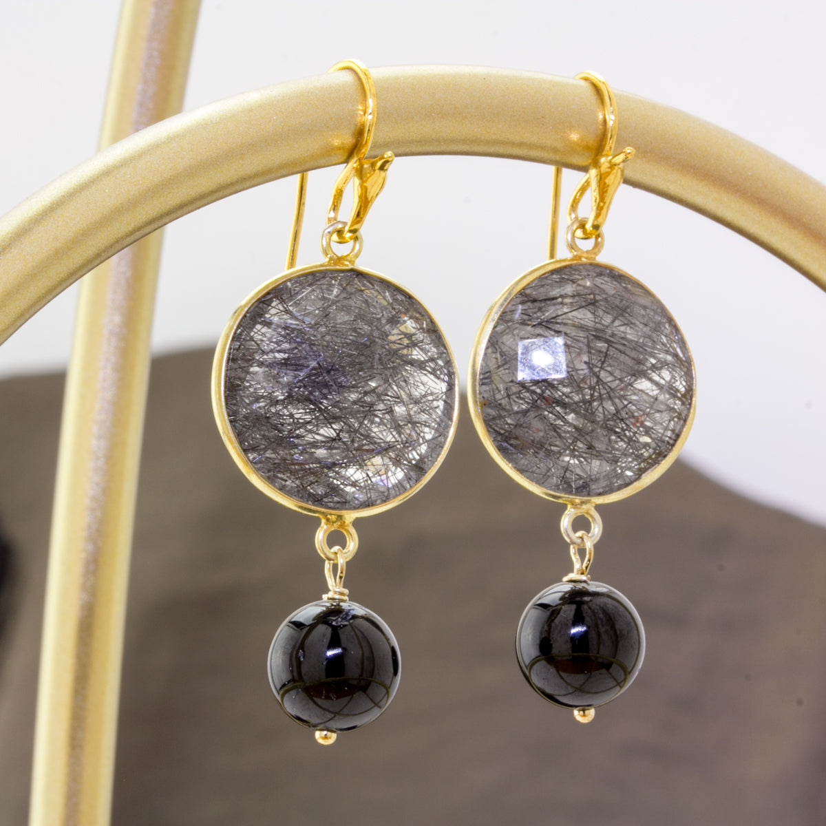 Impressionist Collection Black Rutilated Quartz & Black Tourmaline Earrings