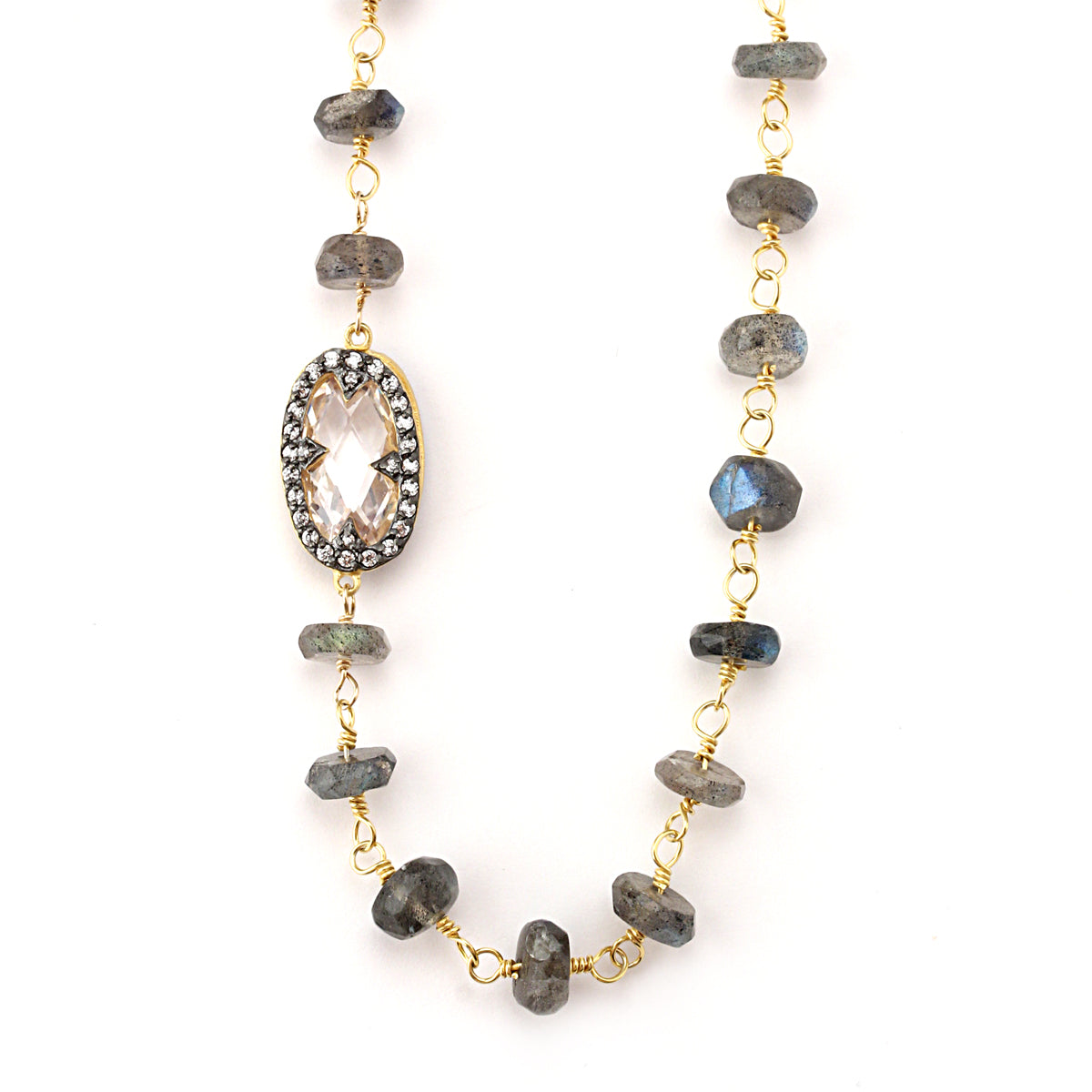 Labradorite Chain Necklace-347146