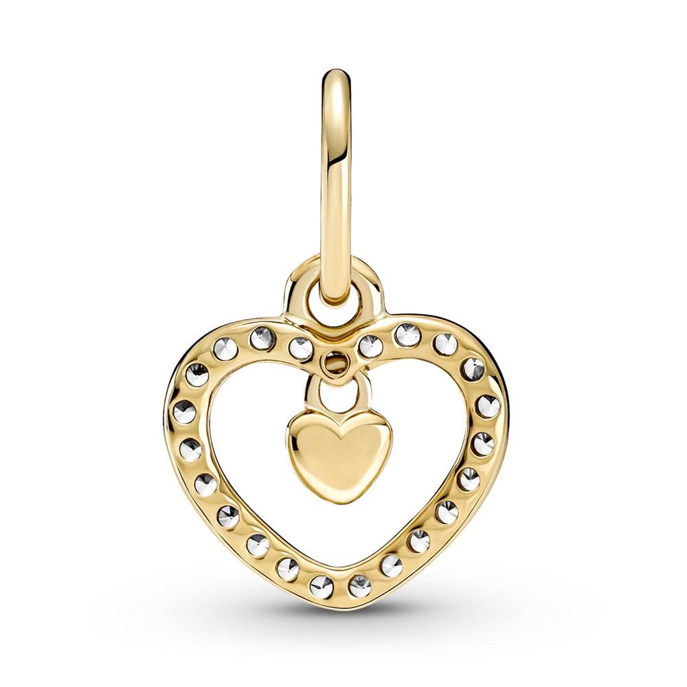 Pandora 14k Gold Sparkling Double Heart Dangle Charm – Elisa Ilana