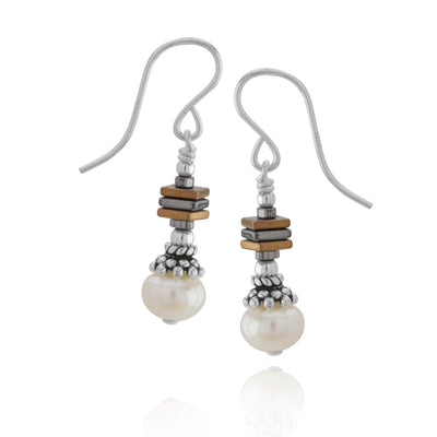 Copper & Rhodium Geometric Earrings