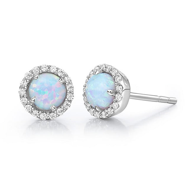 Lab Grown Opal Birthstone Stud Earrings
