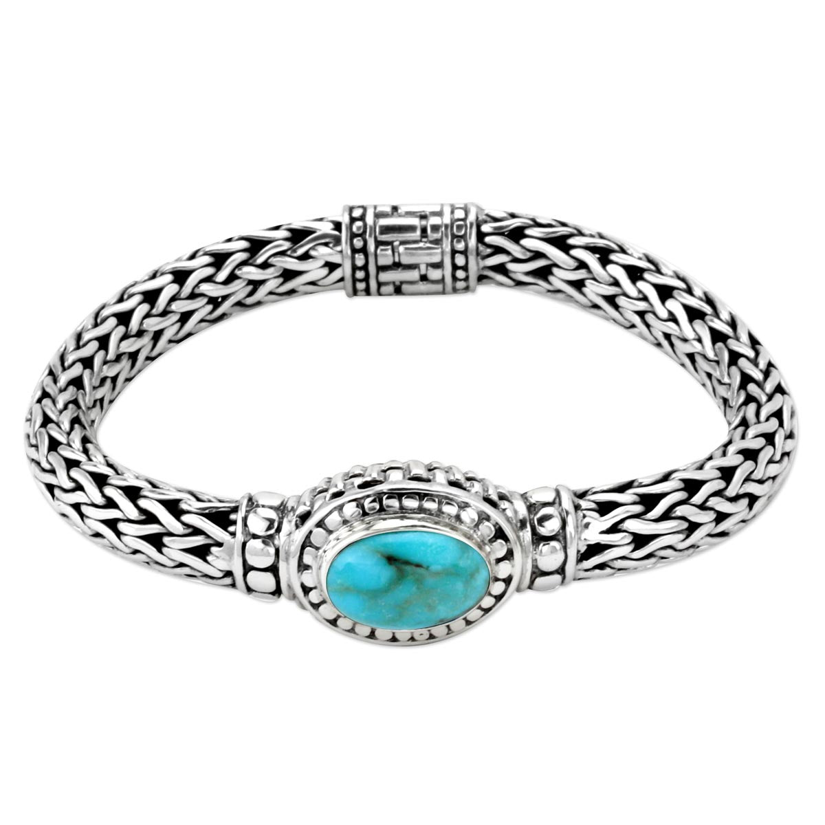 Bali Sterling Silver and Turquoise Bracelet-342775