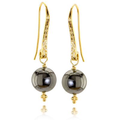 The Goddess Collection Hematite & Gold Earrings