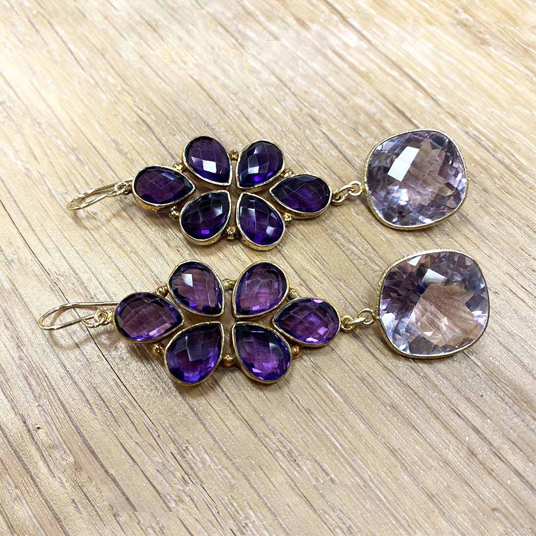 Floral Collection Pink Amethyst Earrings