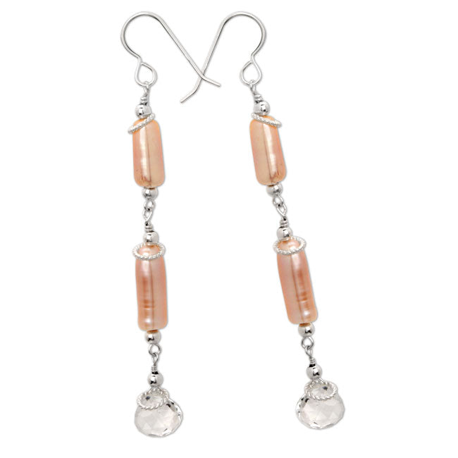 Tube Pearl & Topaz Earrings-332995